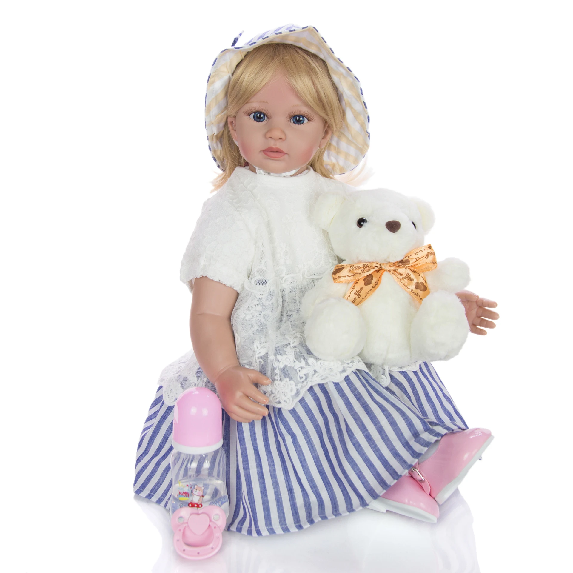 

60cm Reborn Doll Toddler Soft Silicone Viny Limbs 24" Princess girl Alive Bebe reborn lol Lovely Birthday Gift Play House Toy