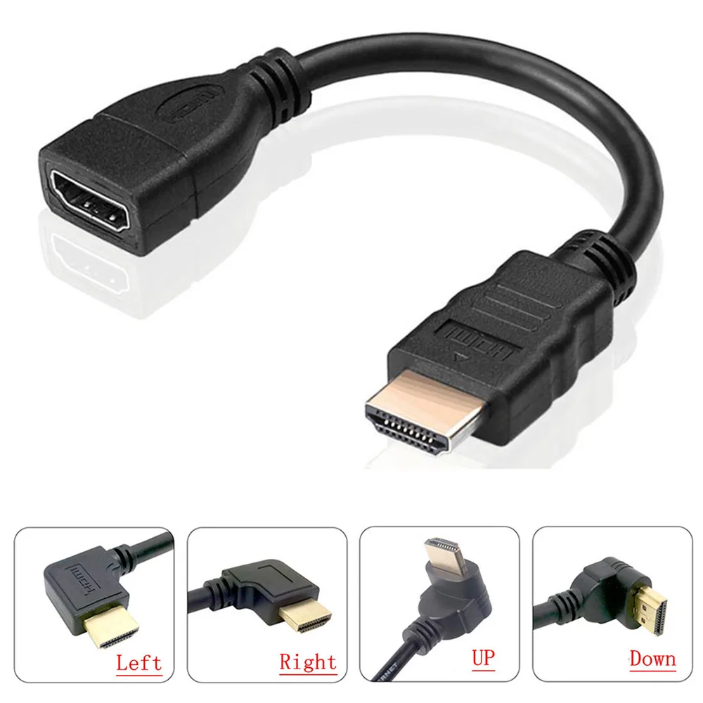 Кабель HDMI 90 градусов прямоугольный HDMI Мужской к HDMI Женский Кабель адаптер Разъем черный для DVD ТВ проектор 0,15 м 0,5 м
