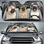 Автомобильный солнцезащитный козырек INSTANTARTS, забавный автомобильный козырек от солнца с рисунком Пуделя и мопса для лобового стекла, автомобильный отражатель тепла, автомобильный козырек от солнца