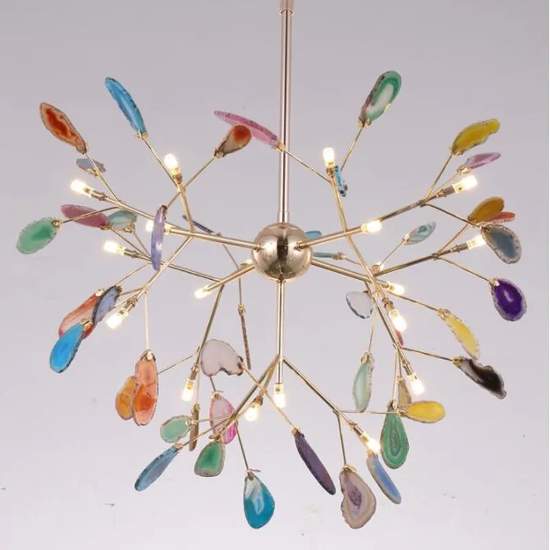 

Современная декоративная люстра для дома, цветная лампа из агата, украшение для спальни, гостиной, светодиодное Внутреннее освещение