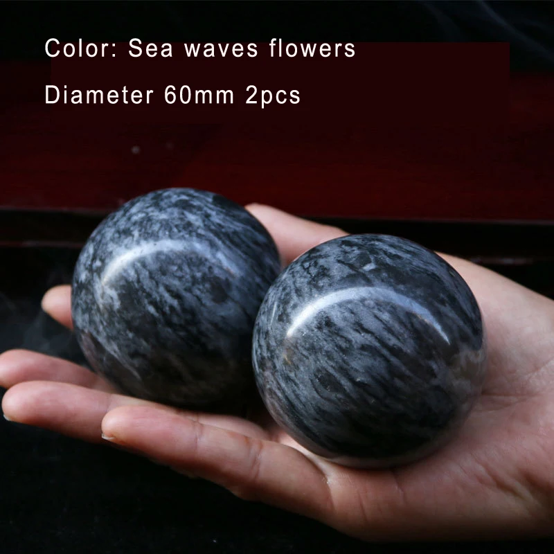 Sea wave 60mm 2pcs Пара диаметром 35 48 50 или 60 мм натуральный нефрит сырой камень полированный камень мяч, дети и взрослые Фитнес мяч - Цвет: Sea wave 60mm 2pcs