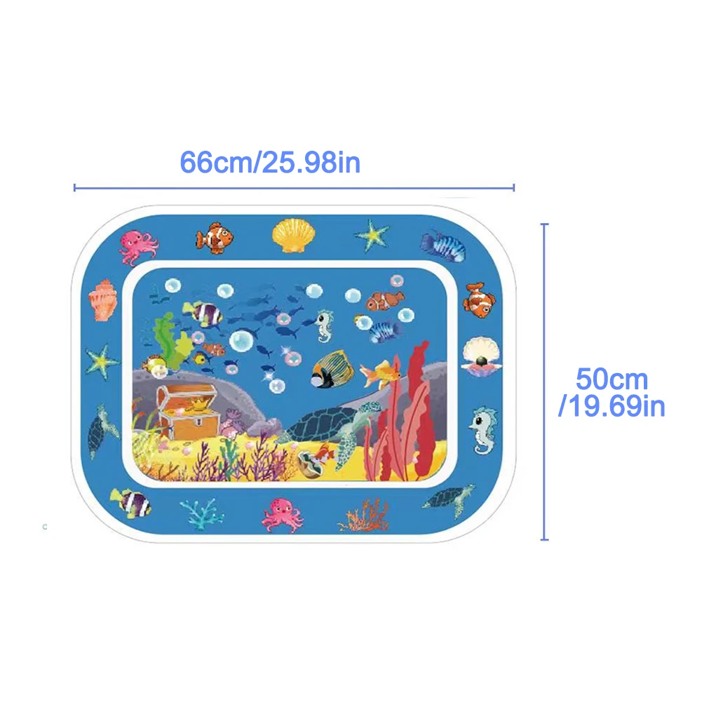 

Baby Inflatable Water Playmat Tummy Time PVC Strengthen Muscle Cartoon Sea Animals Patted Pad Portable Foldable Infants Toddlers