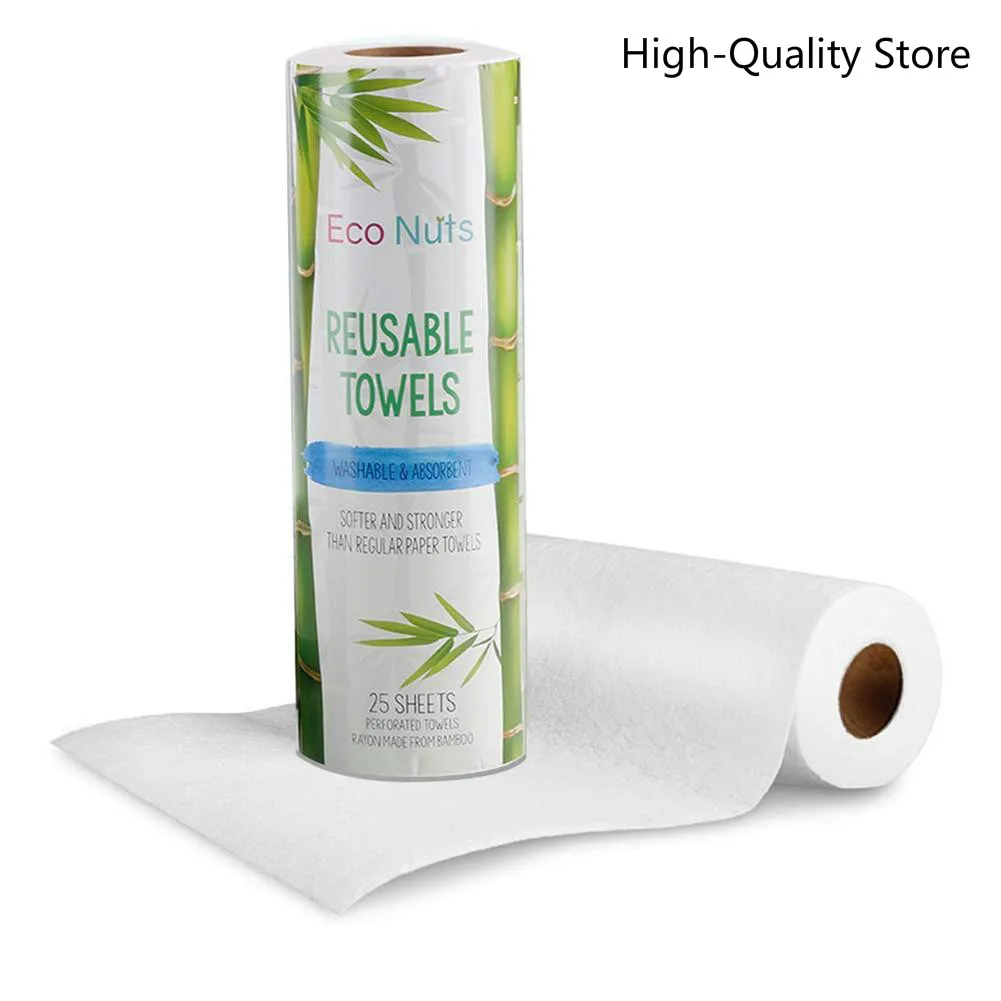 HQ 25PCS Reusable Bamboo Towels Bamboo Kitchen Dish Cloth Paper Towel Roll Organic Washable Dish Cloths Clean Washing Towel