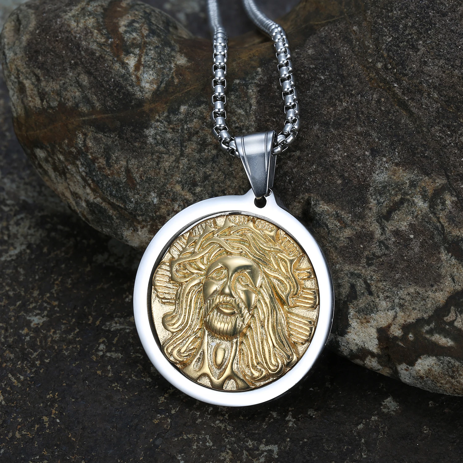 Цепочка с подвеской в виде головы Иисуса из нержавеющей стали - купить по