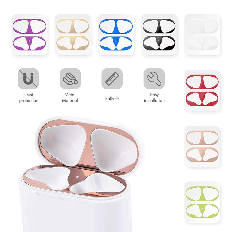 Металлический пылезащитный стикер для Apple AirPods чехол пыленепроницаемый защитный