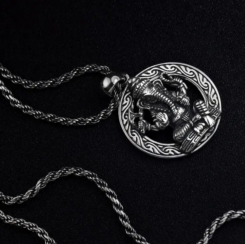 

Men Nacklace Pendant 925 Sterling Silver Link Chain Charms Elephant God Retro Vintage Fashion Fine Jewelry Freeshipping (HY)