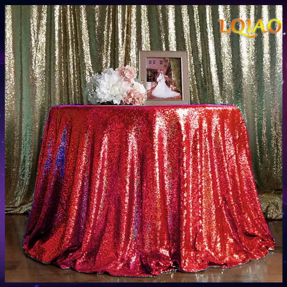 Red 12" круглые(300 см) темно-синие скатерти с блестками для свадебного стола, льняные скатерти с блестками для свадебного украшения - Цвет: Red