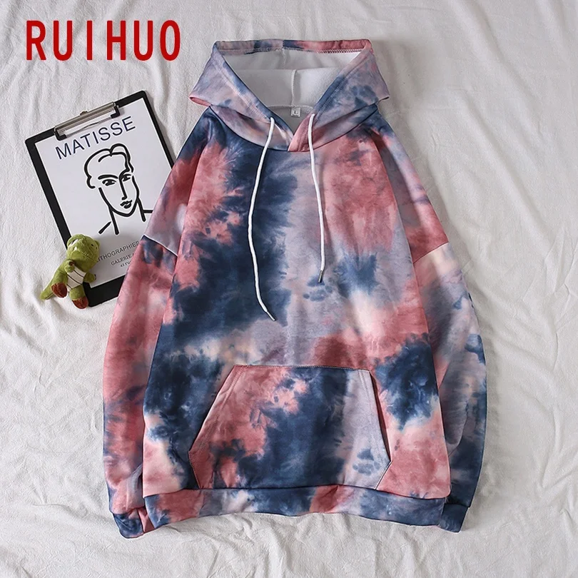 RUIHUO 2021 новая весенняя рубашка с принтом в стиле хип хоп из пуловера капюшоном