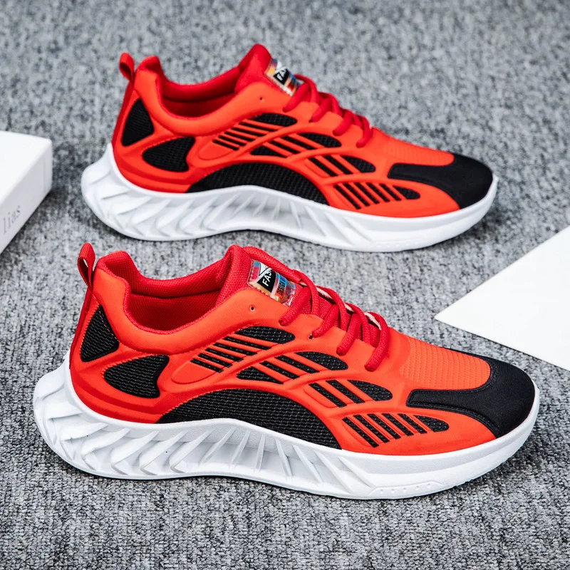 

New embossed men's shoe mesh mesh ventilation front lace up casual sneakers