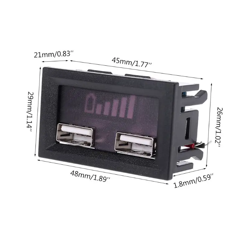 

12V Lead Acid Battery Capacity Display Power Meter Gauge for Electric Scooter Car with USB charging port