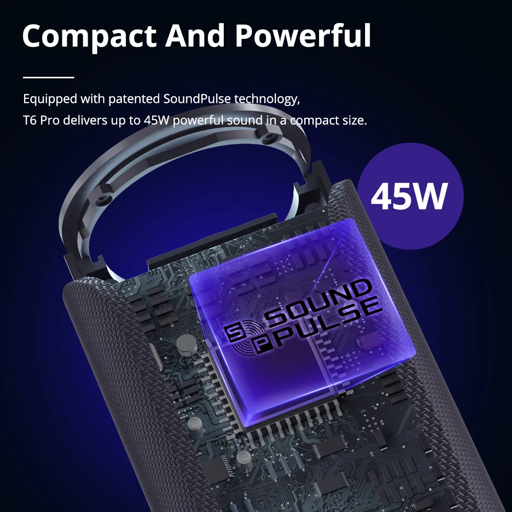 Tronsmart T6 Pro 45 Вт Bluetooth 5.0 динамик с светодиодный светильник IPX6 Водонепроницаемый 24H
