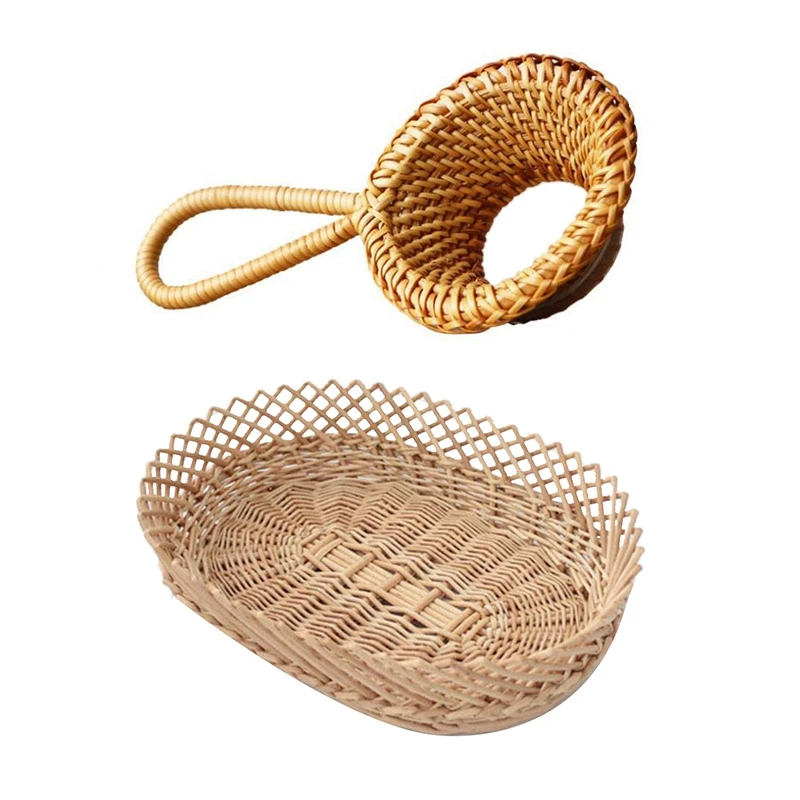 

Чайные ситечки, Бамбуковая ротанговая тыква в форме чайных листьев, воронка и плетеная корзина для фруктов, Ротанговые корзины для хлеба