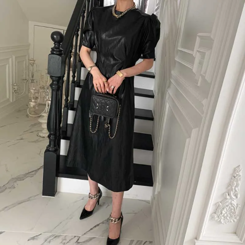 

Elegant Korean Ladies Party Holiday Dress One-Piece Fashion Slim Short Sleeve Dresses 2021summer Women Office Dress Midi Dress
