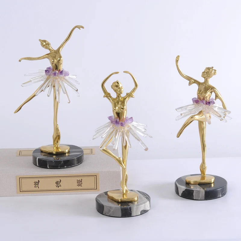 Креативная балетная латунная статуя для девушки с искусственной черной