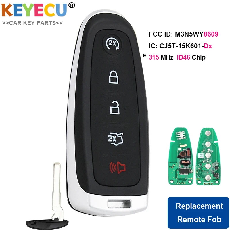 KEYECU умный дистанционный ключ для автомобиля Ford Focus 2012 2013 2014 2015 2016 2017 Fob 5B 315 МГц ID46