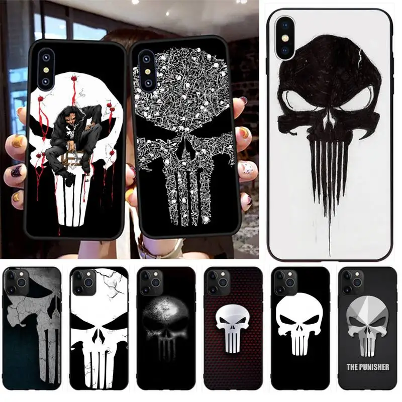 CUTEWANAN комикс The Punisher ЧЕРЕП металлический мягкий силиконовый черный чехол для