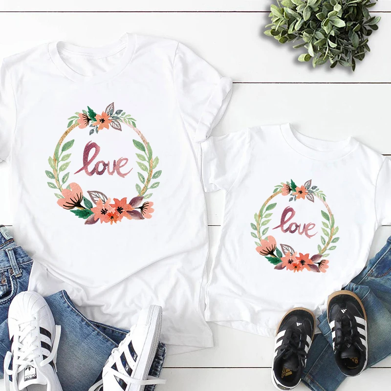 

Matching Outfits Mother Daughter Summer Mommy And Me Clothes Sister Women Kid Teen Love Printed Tshirts Tee Shirt Mom Baby Girl