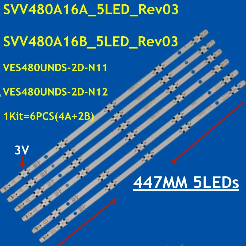 

5set=30pcs LED Strip VES480UNDS-2D-N11 SVV480A16A SVV480A16B_5LED_Rev03_150803 For 48HB6T62U 48HB6T72U JVC LT-48C780 LT-48C770