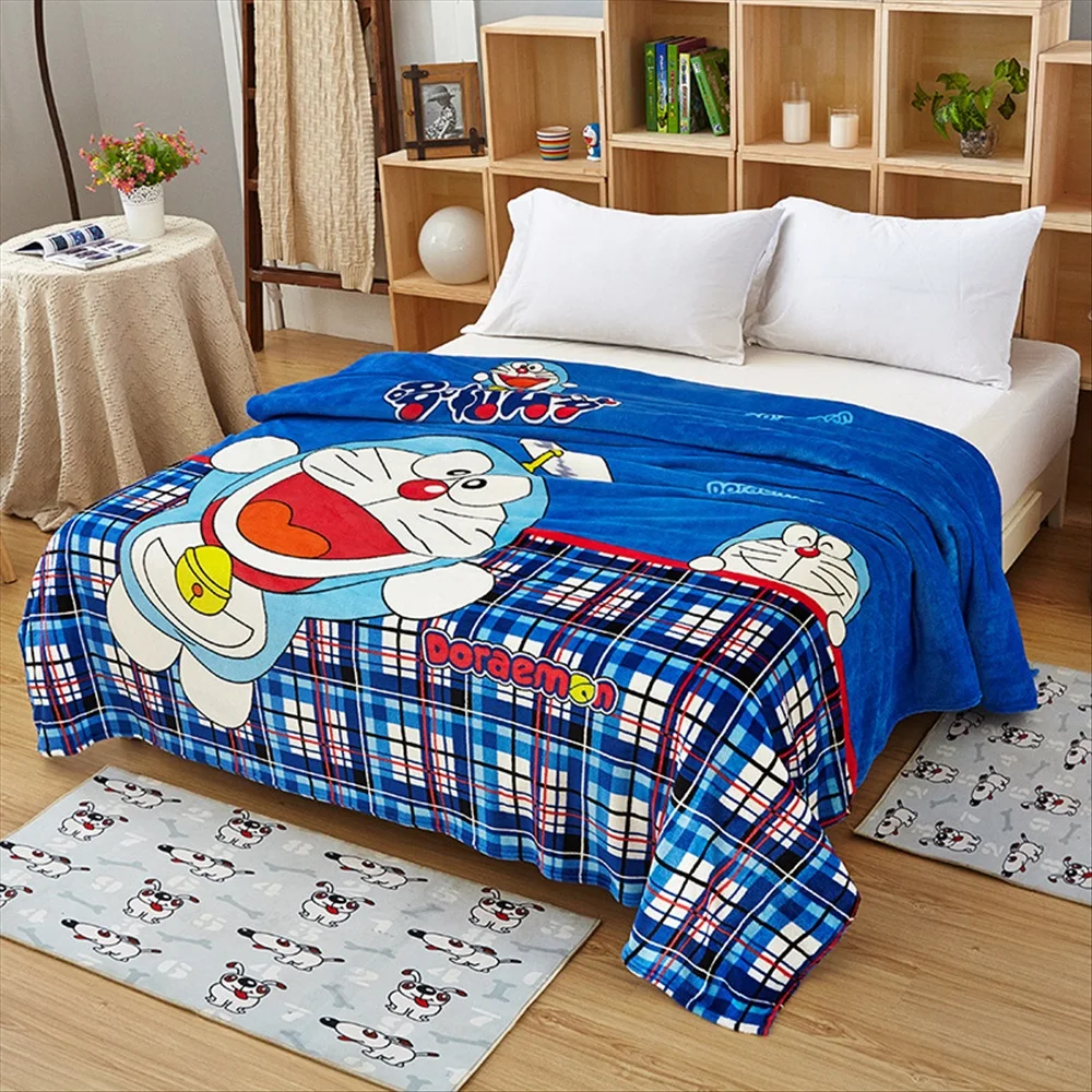 

Новое синее плюшевое Фланелевое мягкое одеяло Doraemon, покрывало на диван, кровать, самолёт, кондиционер, одеяло для детей