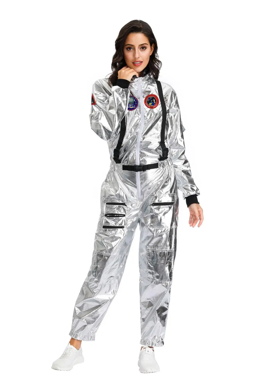 women Men Astronaut Alien Spaceman Cosplay Halloween Costumes Carnival Party Adult Women Pilots Outfits Group Couple Matching Clothes - Цвет: women