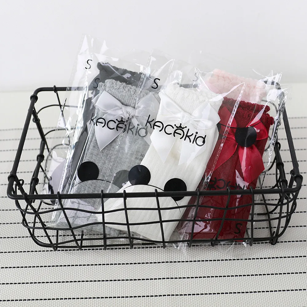 

2020 Newborn Baby Kids Socks Skarpetki Toddlers Girls Big Bow Knee High Long Breathable Comfortable Soft Cotton Lace Baby Socks
