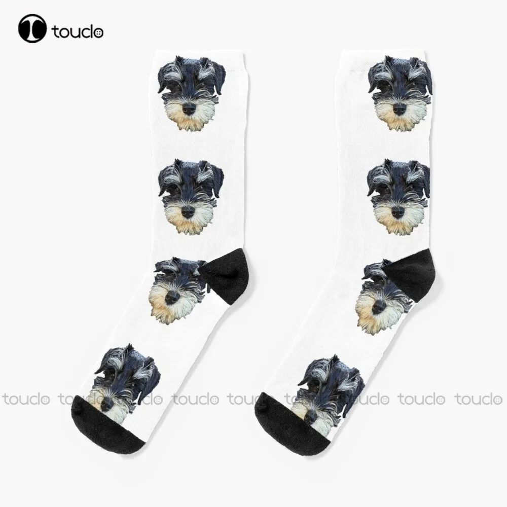 

Miniature Schnauzer Cute Mini Puppy Dog Socks Mens Black Crew Socks Unisex Adult Teen Youth Socks Personalized Custom
