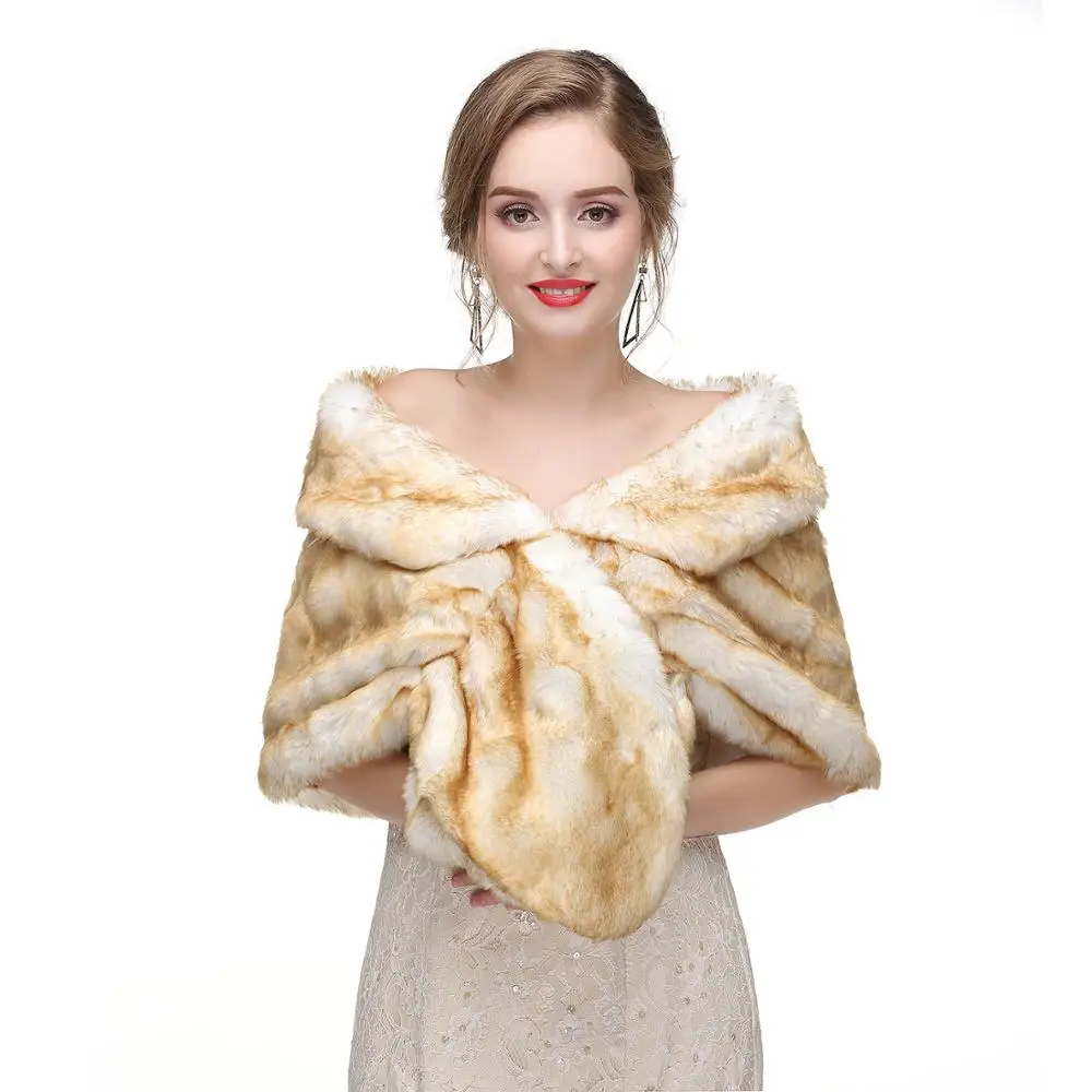Модная свадебная накидка шаль из искусственного меха для свадьбы женские