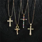 Ожерелье NEWBUY с подвеской в виде Креста для женщин и мужчин, 18 видов, цепочка золотистого цвета в коробке, ожерелье в стиле хип-хоп, подарок на Рождество