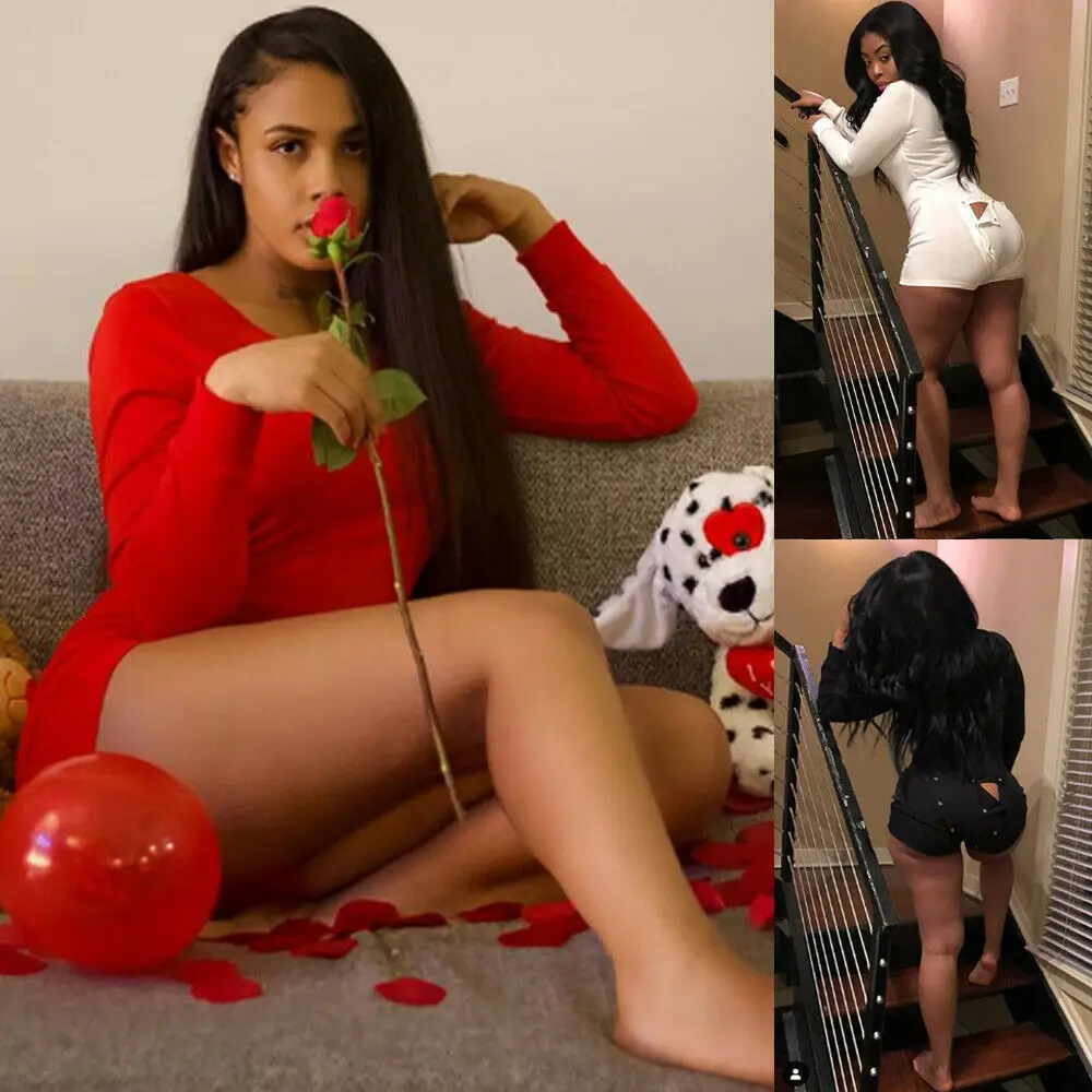 Sexy Women Ladies Bodycon Romper Jumpsuit Sleepwear Home Wear V-neck Button Long Sleeve Leotard Playsuit Bodysuit Autumn