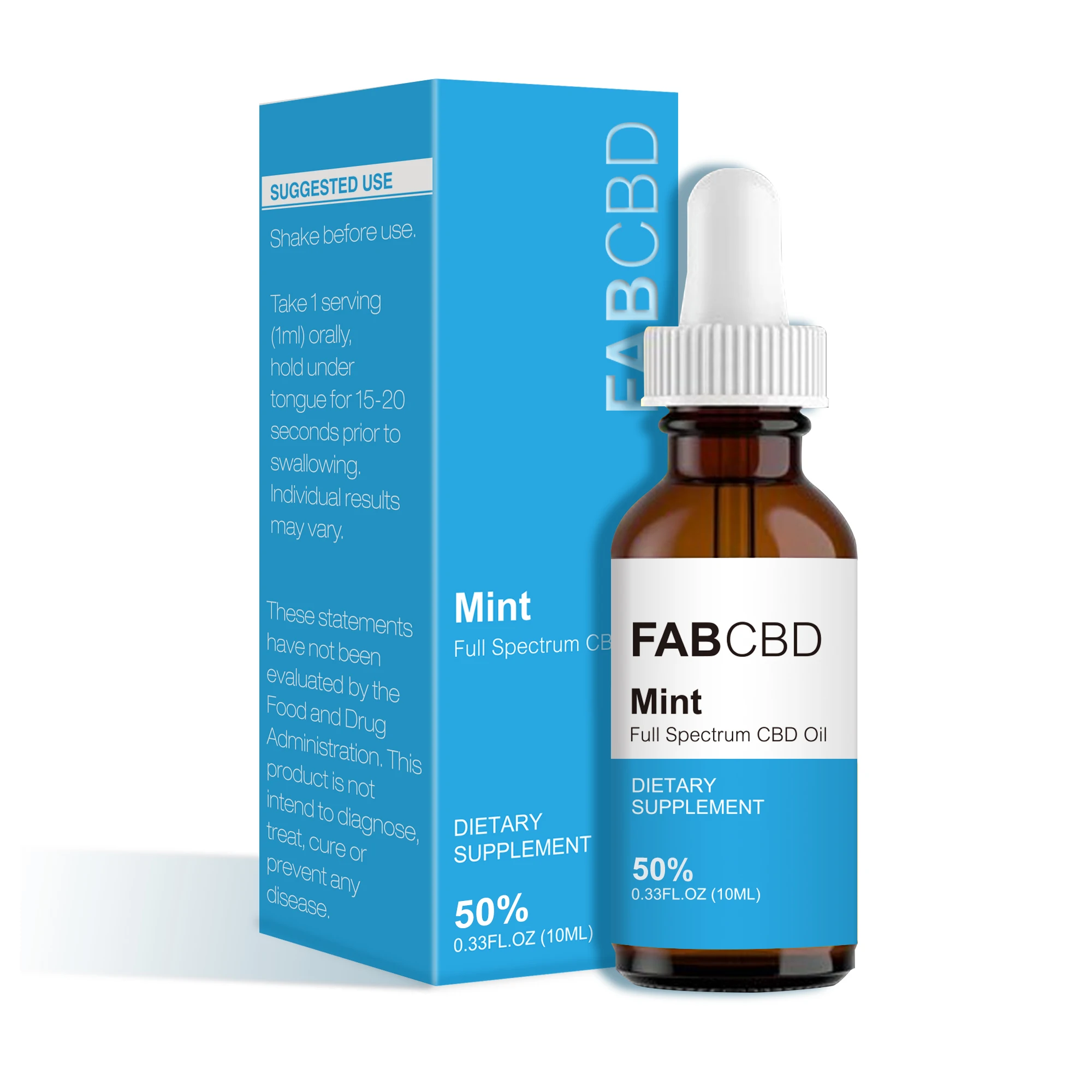 15%-50% Mint Flavor 10ml , FAB CBD Hemp Oil Extract Pure CBD Oil Can Effectively Anti-Anxiety Sleep Relieve Pain