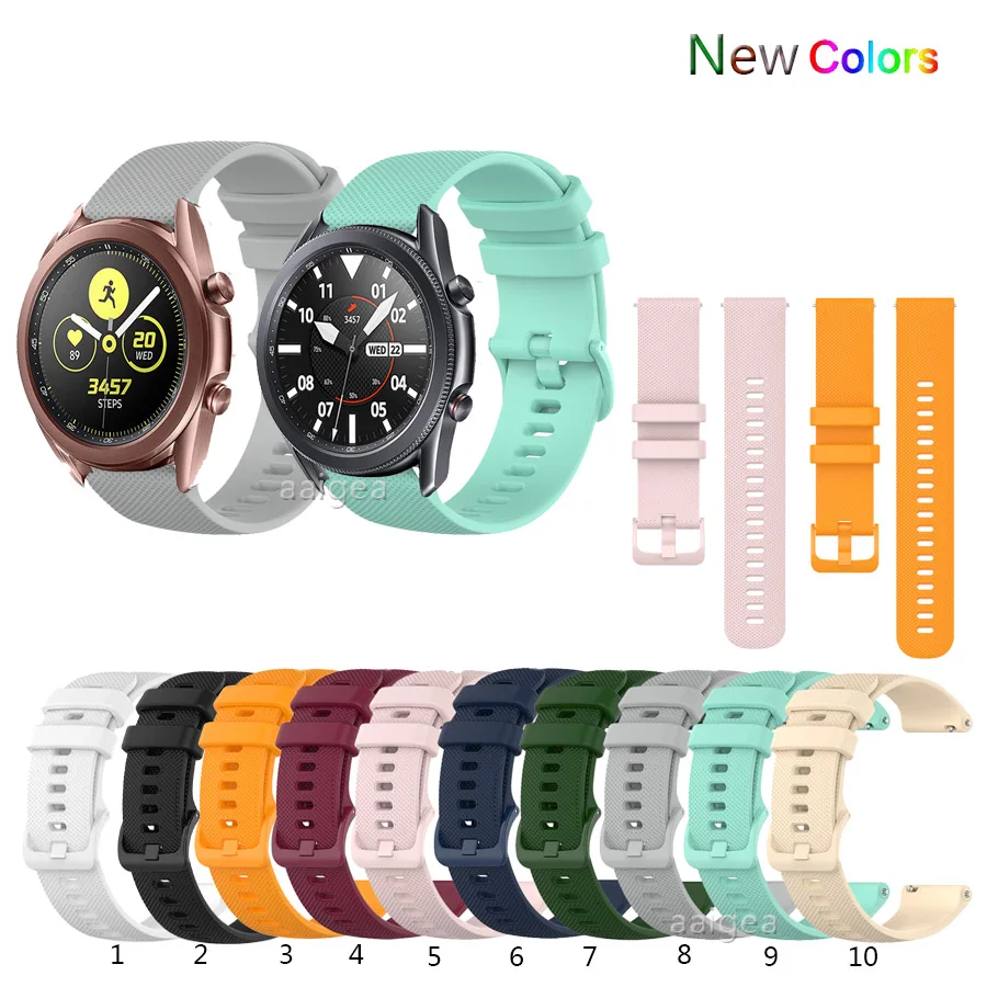 

Colorful Soft Silicone Watch Strap Band For Samsung Galaxy Watch3 41mm 45mm Replacement band for strap 20mm 22mm