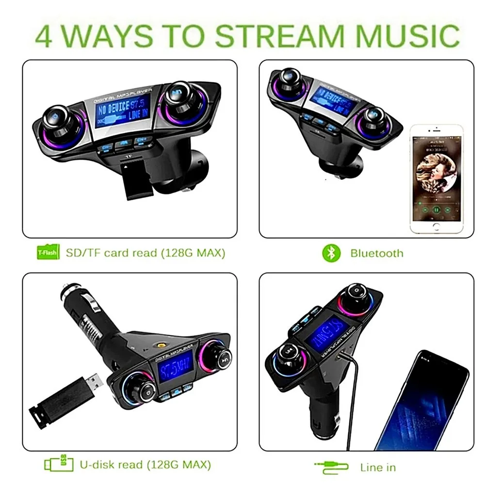 

1Pcs Universal 87.5-108.0MHZ Wireless In-Car Bluetooth FM Transmitter MP3 Radio Adapter Car Kit USB Charger Accessories 2021 New