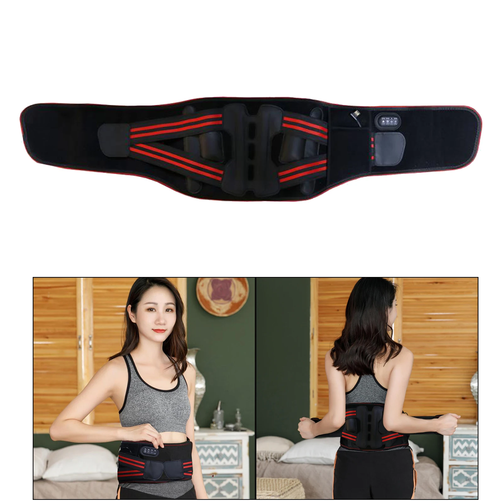 

Rechargeable Waist Heating Pad Hot Cold Therapy Wrap Waterprpoof Black Heated Massage Pad Lower Back Pain Relief Electric Belt
