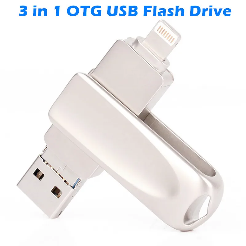 

Metal USB Flash Drive 128gb cle usb OTG Pen Drive 32gb 64gb Usb2.0 Flash Disk for iPhone 11 X/8 Plus/8/7 Plus USB Memory Stick