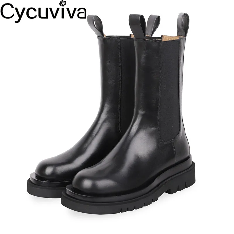 Женские ботинки челси из натуральной кожи с высоким берцем до середины