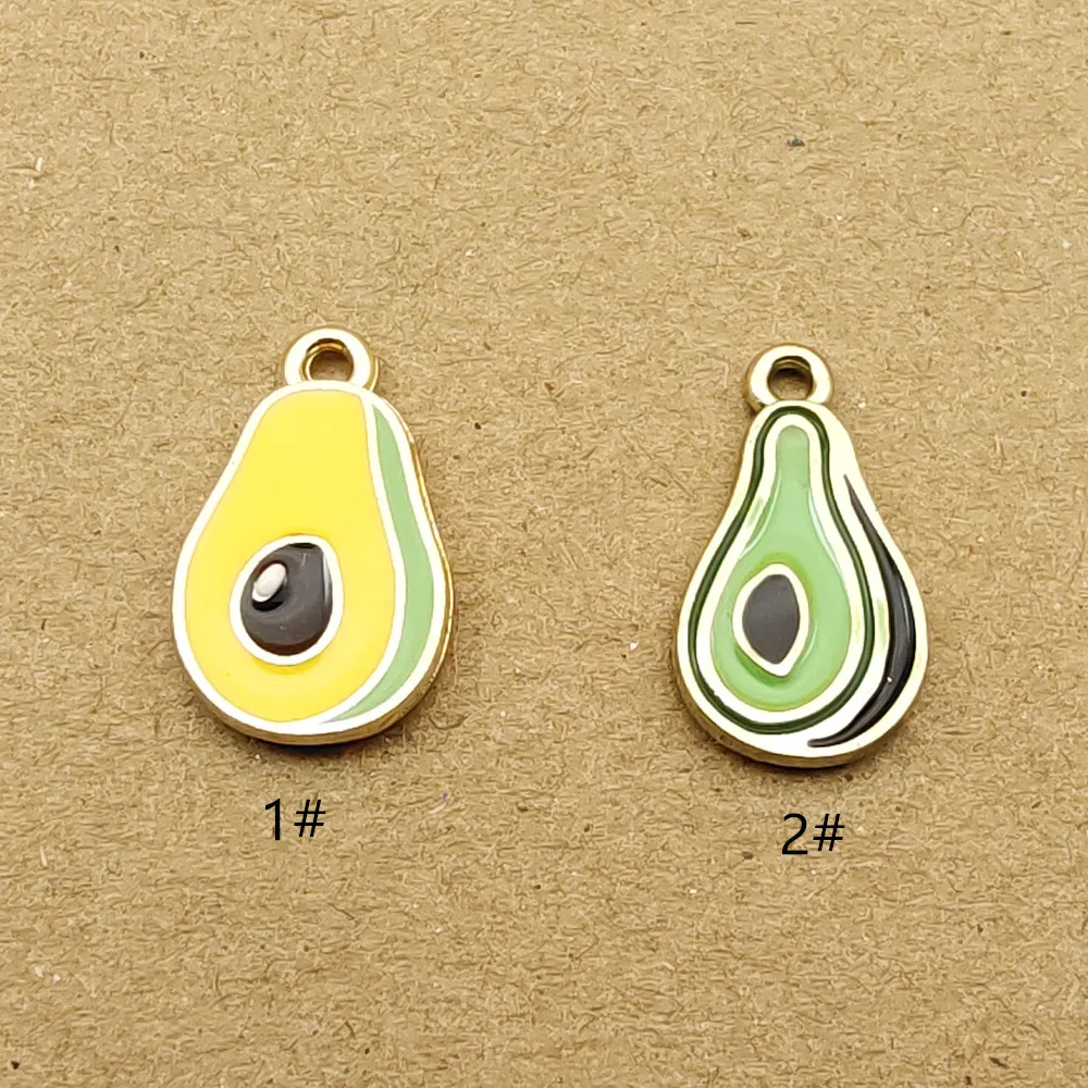

10pcs 11x18mm enamel avocado fruit charm for jewelry making bracelet charms necklace pendant diy findings