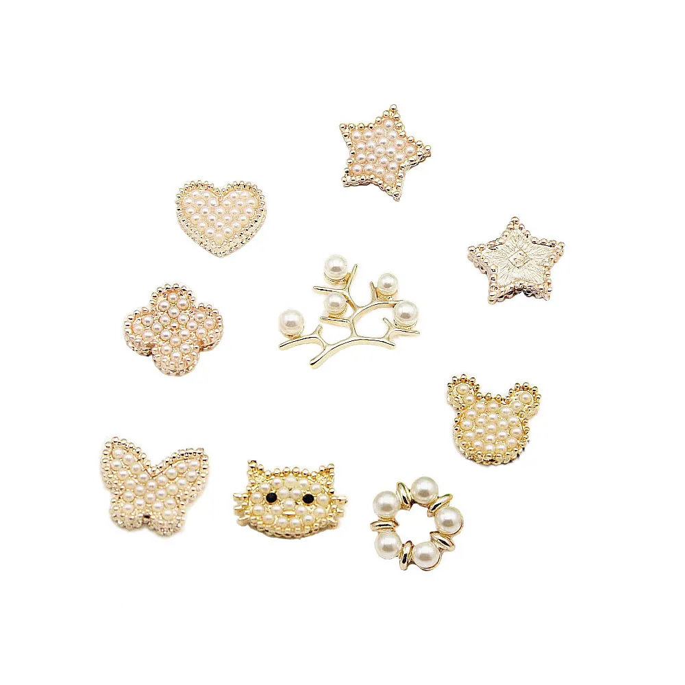

10/20pcs Fashion Metal Alloy KC Gold Cartoon Animal Acrylic Pearl Connectors Charm DIY Jewelry Accessories Butterfly Star Heart