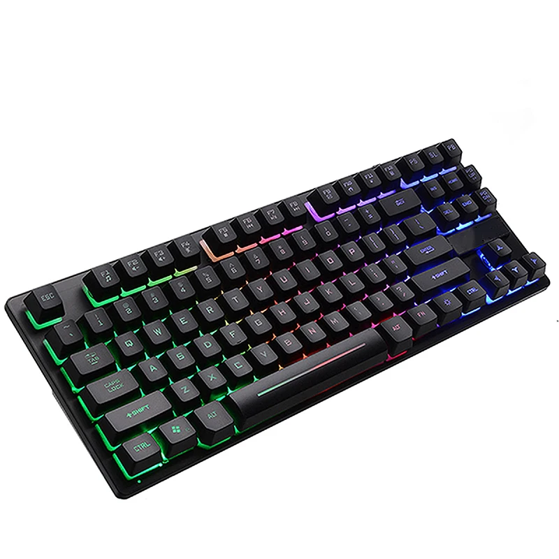 Механическая игровая клавиатура 87 клавиш RGB светодиодный USB Проводная Подсветка