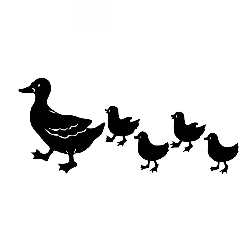 

Cute Duck Mother and Duckling Car Stickers High Quality Car Decoration Personality Pvc Waterproof Decals Black/white, 16cm*7cm