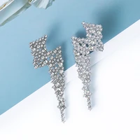 bohemian long lightning rhinestone earrings for women statement luxury crystal party drop dangle earring metal jewelry gift