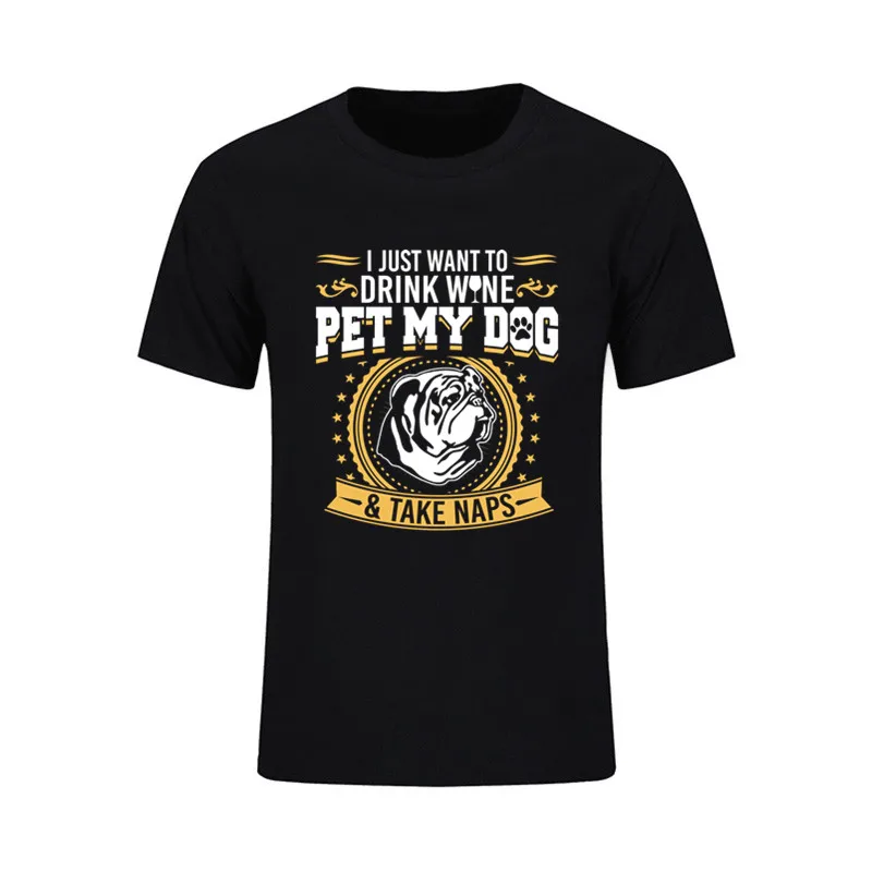 Молодежная Футболка с коротким рукавом английским бульдогом футболка винного