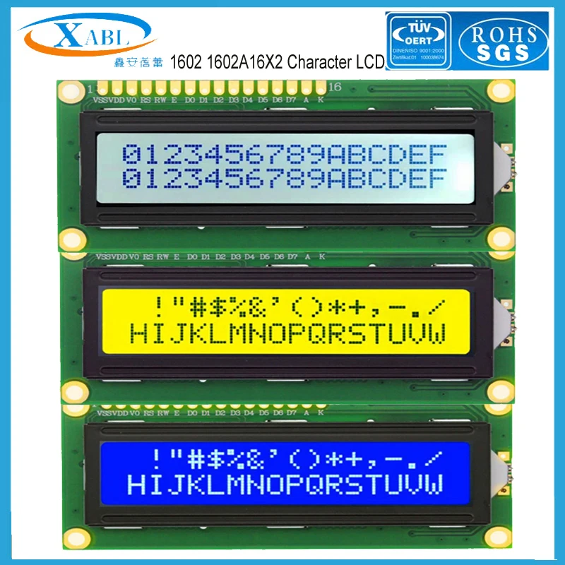 XABL 1602 1602A 16X2 символьный ЖК модуль LCM цвет синий белый желтый экран Заводская