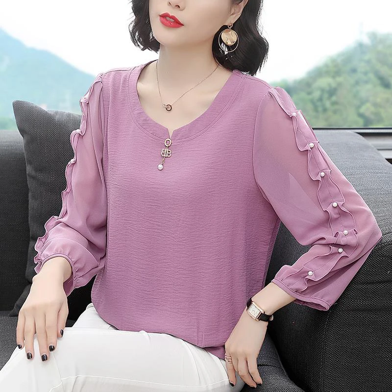Женские весенне осенние стильные шифоновые Блузки Рубашки повседневные