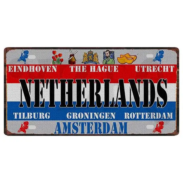 

Mexico Spain National flag Metal Signs Colombia USA License Plate for wall house Restaurant Crafts Decor