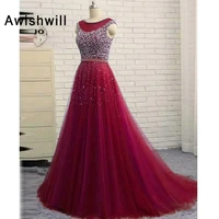 fashion beaded prom dresses for women cap sleeve tulle a line special occasion dress long party evening dress