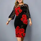 Женское платье с цветочным принтом, размеры 5XL, 6XL