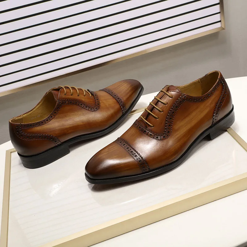 Роскошные мужские классические туфли в итальянском стиле из натуральной