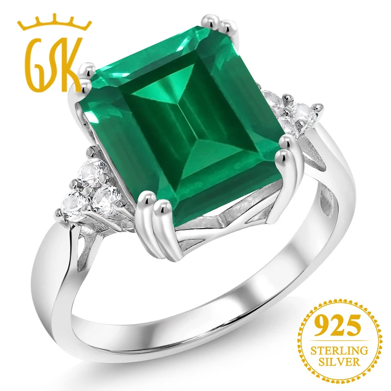 GemStoneKing 5 66 Ct Изумруд зеленый имитация изумруда 925 пробы серебряные коктейльные