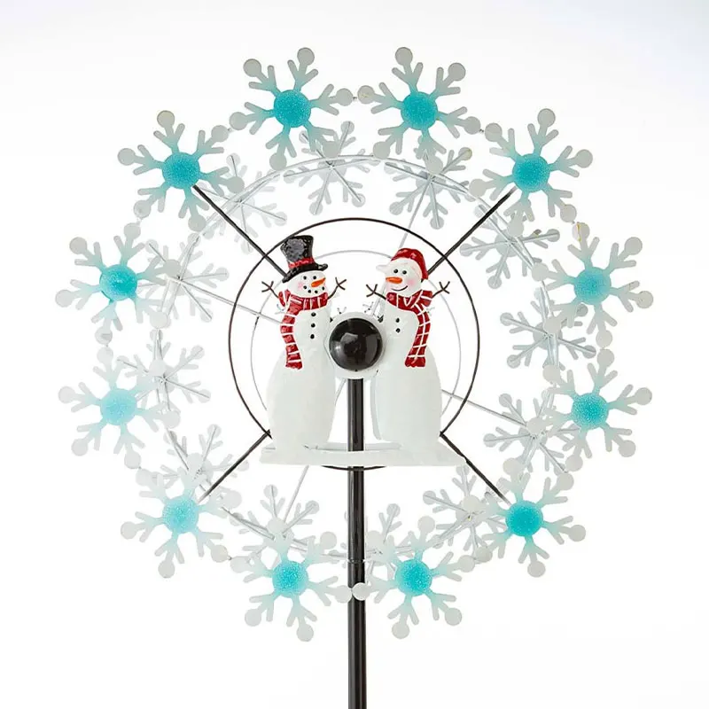 Spinner de viento de Metal con copos de nieve, mu&ntilde;eco de nieve, vacaciones de Navidad-0