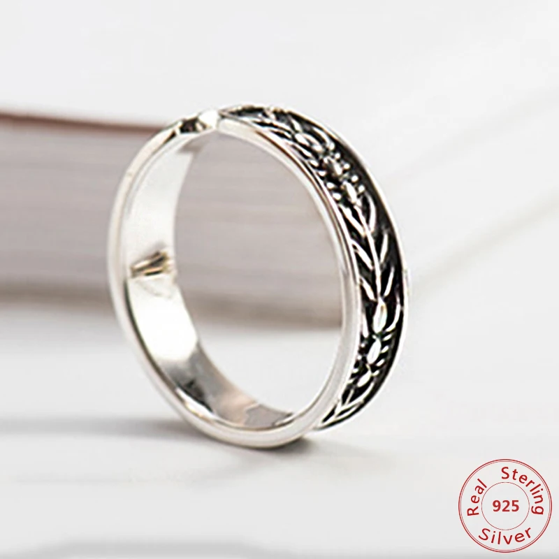 Регулируемое кольцо унисекс серебряное в винтажном стиле|Кольца| |